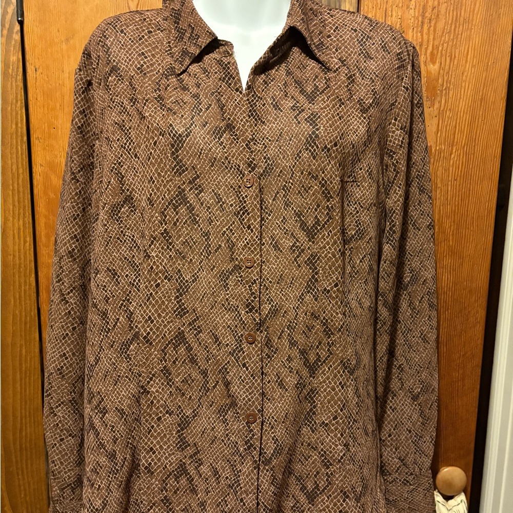 New York & Company Snake Skin Patterned Blouse